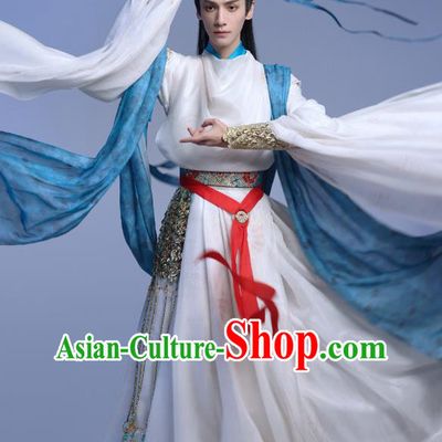 China Fantastic TV Series Till The End of The Moon Tantai Jin Clothing Ancient Demon Lord White Garment Costumes