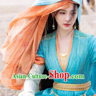 Xianxia Drama Till The End of The Moon Goddess Ye Xiwu Blue Dresses China Ancient Fairy Garment Costumes