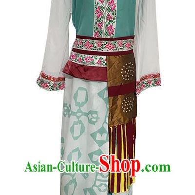 China Taoli Cup Dance Competition Clothing Folk Dance Green Outfit Yao Nationality Woman Stage Performance Costume
