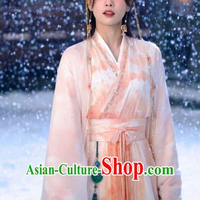 Till The End of The Moon Xianxia Drama Fairy Li Susu Clothing China Ancient Goddess Light Pink Costumes Complete Set