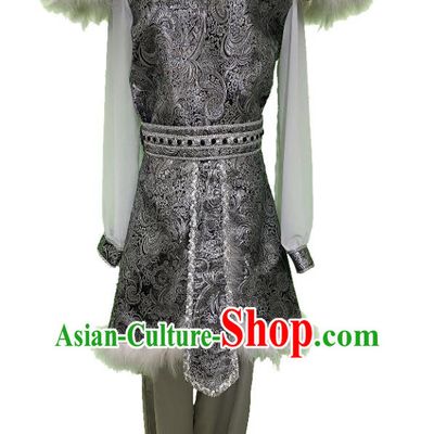 China Male Stage Performance Costume Taoli Cup Dance Competition Clothing Classical Dance Warrior Grey Outfit