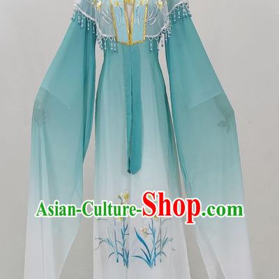 Hua Dan Gradient Color Cloth Pair Dark Green Embroidered Xiao Dan Clothes Yue Opera Drama Huangmei Opera Costumes