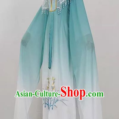 Hua Dan Gradient Color Cloth Pair Dark Green Embroidered Xiao Dan Clothes Yue Opera Drama Huangmei Opera Costumes
