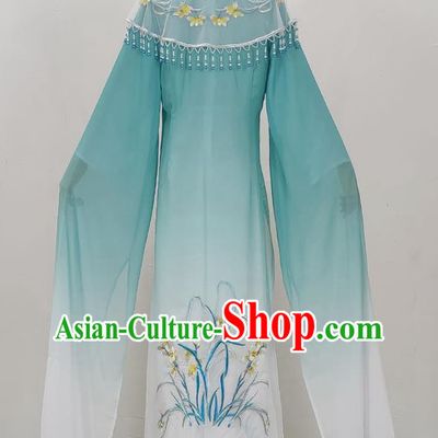 Hua Dan Gradient Color Cloth Pair Dark Green Embroidered Xiao Dan Clothes Yue Opera Drama Huangmei Opera Costumes