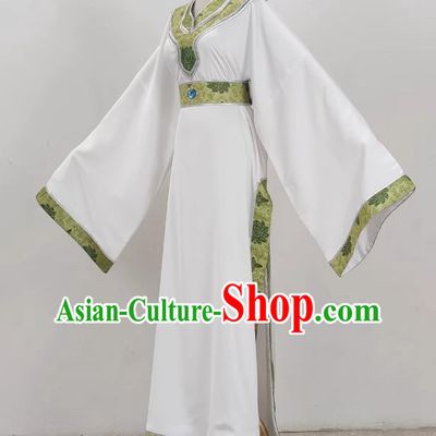 Drama White Niche Round Neck Plain Jacket Ancient Costume Film And Television Shaoxing Opera Huangmei Opera Performance Costume