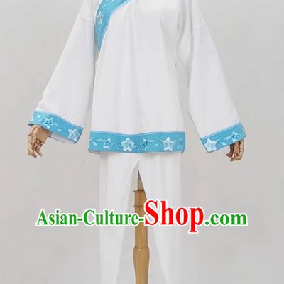 White Opera Village Girl Costume Ancient Costume Yue Opera Huangmei Opera Performance Costume Folk Girl Costume