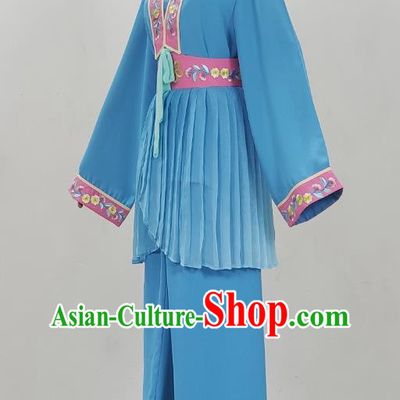 Blue Drama Costumes Tea Picking Opera Girl Costumes Costumes Huangmei Opera Costumes