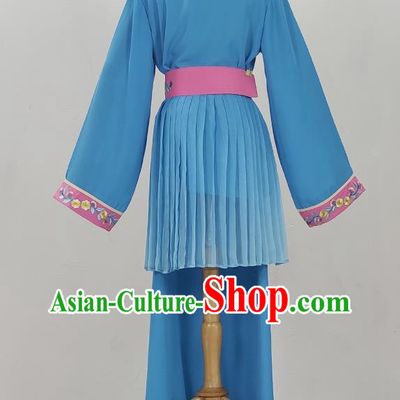 Blue Drama Costumes Tea Picking Opera Girl Costumes Costumes Huangmei Opera Costumes