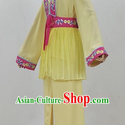 Yellow Drama Costumes Tea Picking Opera Girl Clothes Costumes Huangmei Opera Costumes