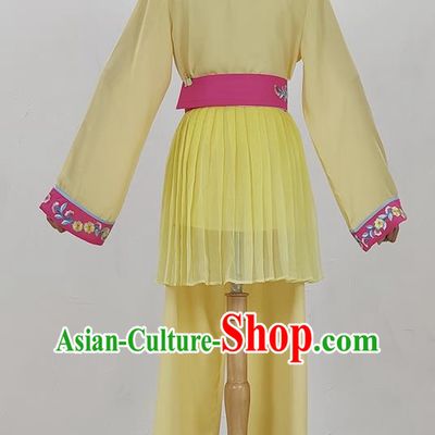 Yellow Drama Costumes Tea Picking Opera Girl Clothes Costumes Huangmei Opera Costumes