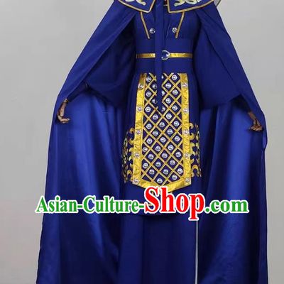 Sapphire Blue Yue Opera Soldier Uniforms Embroidered Costumes Drama Cantonese Opera Qiong Opera Huangmei Opera Costumes