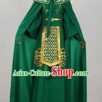 Green Yue Opera Soldier Clothes Embroidered Costumes Drama Cantonese Opera Qiong Opera Huangmei Opera Costumes