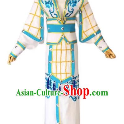 White Drama Men Military Uniforms Costumes Shaoxing Opera Huangmei Opera Performance Costumes Official Uniforms Martial Arts Uniforms