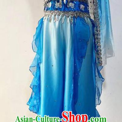 China Classical Dance Blue Outfit Woman Solo Stage Performance Costume Umbrella Dance Clothing