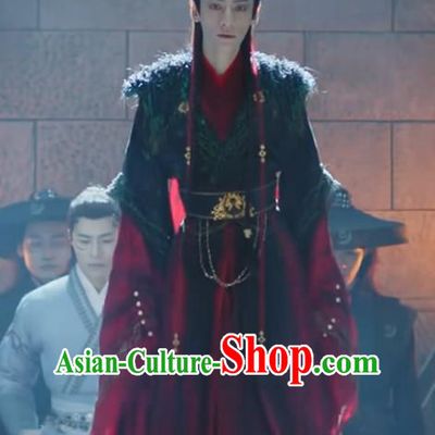 China Xianxia Drama Ancient Demon Lord Dark Red Clothing TV Series Till The End of The Moon King Tantai Jin Costumes