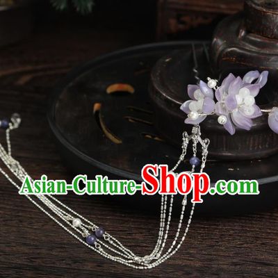 China Handmade Song Dynasty Princess Lotus Hairpin Hanfu Long Tassel Hair Comb Ancient Young Woman Hair Jewelry