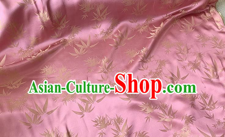 Pink China Classical Bamboo Leaf Design Silk Cloth Traditional Jacquard Fabric Cheongsam Brocade Material Pink China Classical Bamboo Leaf Design Silk Cloth Traditional Jacquard Fabric Cheongsam Brocade Material