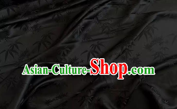 Black China Cheongsam Brocade Material Classical Bamboo Leaf Design Silk Cloth Traditional Jacquard Fabric Black China Cheongsam Brocade Material Classical Bamboo Leaf Design Silk Cloth Traditional Jacquard Fabric