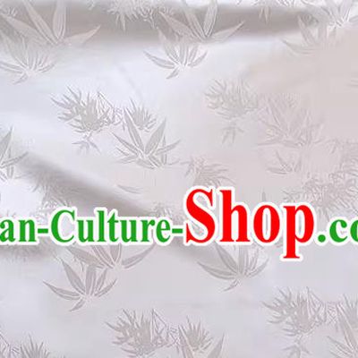 White China Traditional Jacquard Fabric Cheongsam Brocade Material Classical Bamboo Leaf Design Silk Cloth