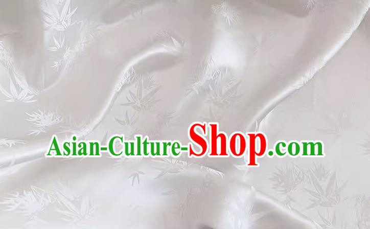 White China Traditional Jacquard Fabric Cheongsam Brocade Material Classical Bamboo Leaf Design Silk Cloth White China Traditional Jacquard Fabric Cheongsam Brocade Material Classical Bamboo Leaf Design Silk Cloth