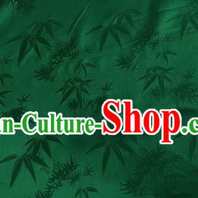 Dark Green China Classical Bamboo Leaf Pattern Silk Cloth Traditional Design Jacquard Fabric Cheongsam Brocade Material