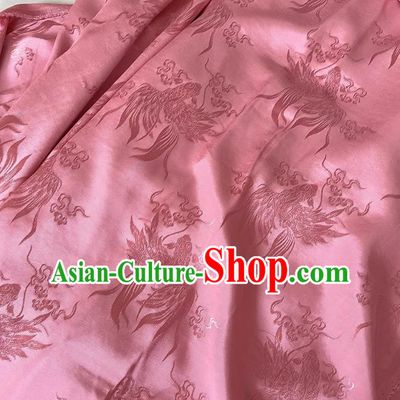 Deep Pink China Traditional Carps Design Silk Cloth Classical Mulberry Silk Fabric Cheongsam Brocade Material