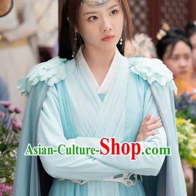 China Fairy Hanfu Clothing Ancient Swordswoman Costumes Romantic TV Series Miss The Dragon Qing Qing Dresses Complete Set