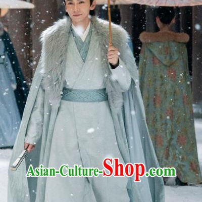 Chinese Ancient Childe Clothing TV Series Destined Chang Feng Du Ye Shi An Garments Song Dynasty Male Winter Costumes