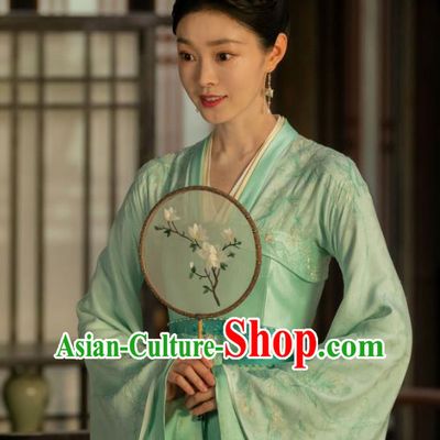 Chinese Song Dynasty Noble Lady Costumes Ancient Empress Clothing TV Series Destined Chang Feng Du Liu Yu Ru Green Dresses