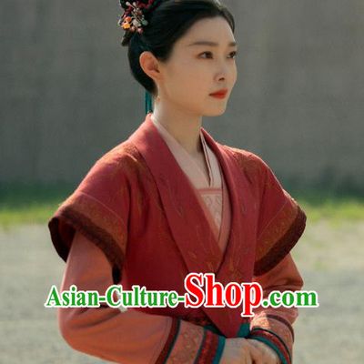 TV Series Destined Chang Feng Du Liu Yu Ru Chinese Song Dynasty Young Mistress Red Costumes Ancient Woman Clothing