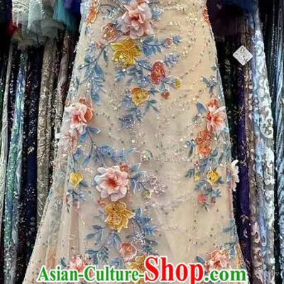 Top Beaded Sequin Lace Fabric Wedding Dress Cloth Flower Embroidery Material