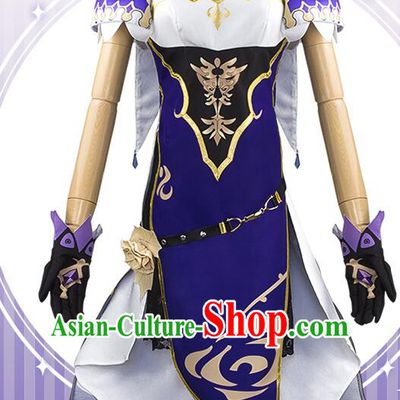 Handmade Cosplay Costume Genshin Female Knight Purple Dress