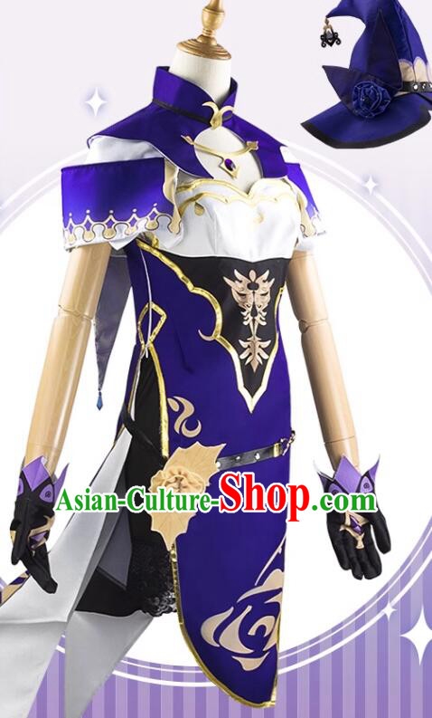 Handmade Cosplay Costume Genshin Female Knight Purple Dress Handmade Cosplay Costume Genshin Female Knight Purple Dress