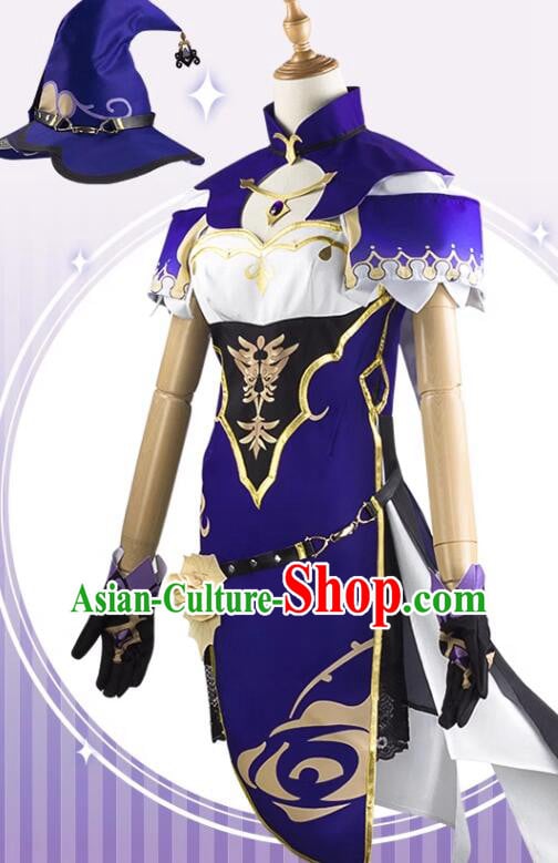 Handmade Cosplay Costume Genshin Female Knight Purple Dress Handmade Cosplay Costume Genshin Female Knight Purple Dress