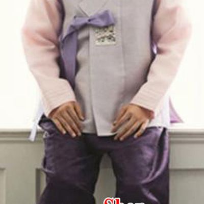Korean Ancient Groom Clothing Handmade Male Hanbok Lilac Vest Pink Top and Purple Pants Traditional Costumes Complete Set