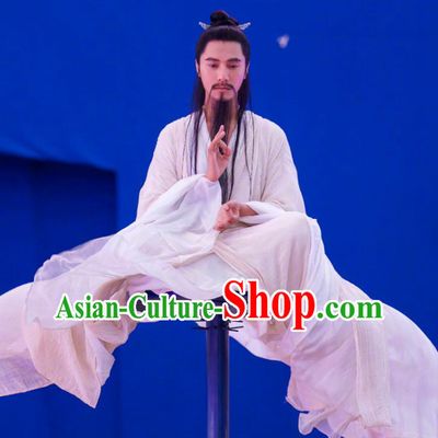 Film Creation of the Gods I Kingdom of Storms Yuan Shi Tian Zun Clothing China Ancient Taoist Priest White Costumes