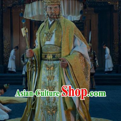 China Ancient Later Shang Dynasty Emperor Golden Costumes Film Creation of the Gods I Kingdom of Storms King Yin Shou Clothing