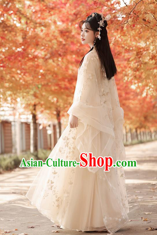 China Ancient Palace Princess Clothing Traditional Champagne Hanfu Dress Jin Dynasty Young Woman Costumes China Ancient Palace Princess Clothing Traditional Champagne Hanfu Dress Jin Dynasty Young Woman Costumes