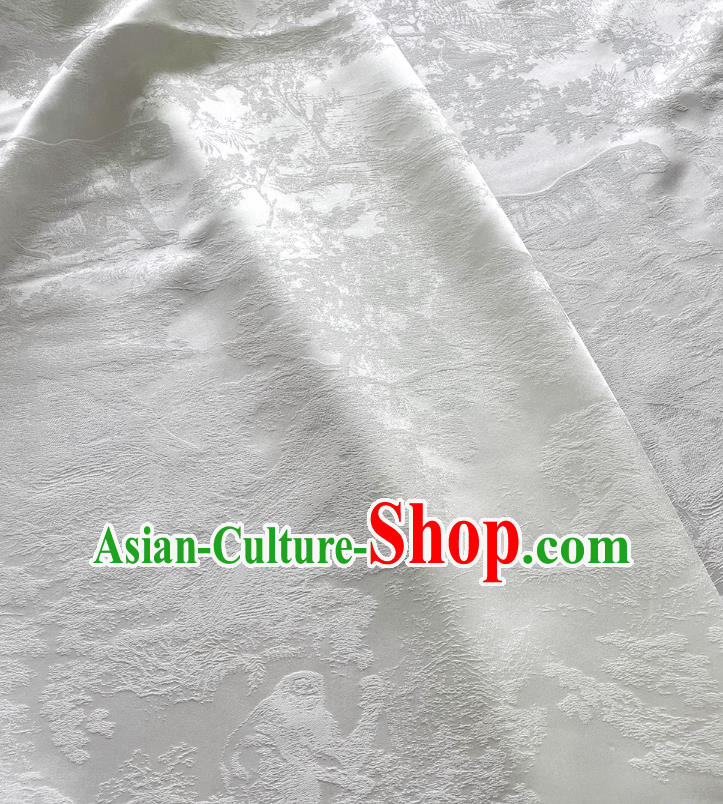 White Chinese Mulberry Silk Material Classical Beasts Pattern Silk Fabric Cheongsam Cloth White Chinese Mulberry Silk Material Classical Beasts Pattern Silk Fabric Cheongsam Cloth