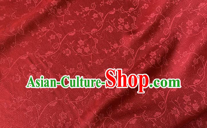 Red Chinese Classical Plum Blossom Pattern Silk Fabric Cheongsam Cloth Hanfu Silk Material Red Chinese Classical Plum Blossom Pattern Silk Fabric Cheongsam Cloth Hanfu Silk Material
