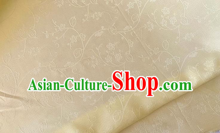 Light Yellow Chinese Hanfu Silk Material Classical Plum Blossom Pattern Silk Fabric Cheongsam Cloth Light Yellow Chinese Hanfu Silk Material Classical Plum Blossom Pattern Silk Fabric Cheongsam Cloth