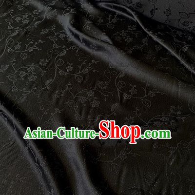 Black Chinese Cheongsam Cloth Hanfu Silk Material Classical Plum Blossom Pattern Silk Fabric