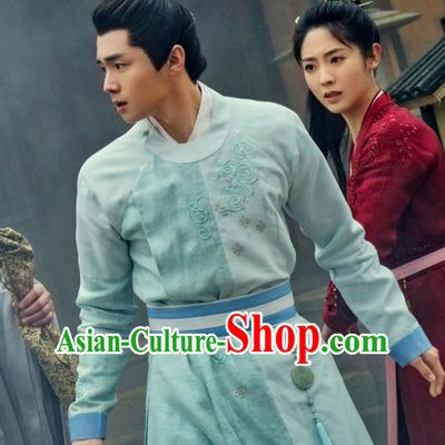 China Ancient Young Childe Historical Costumes Traditional Male Green Hanfu Drama Lost Track of Time Prince Mu Chuan Clothing