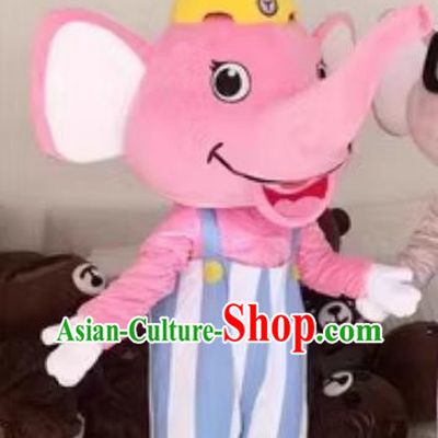 Customized Pink Elephant Mascot Walking Event Baby Elephant Props Advertising Animal Cartoon Elephant Puppet Costume People Wearing Puppet Costumes