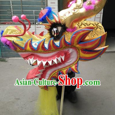 Dragon Dance Props Dragon Head Green Dragon Gold Plated Dragon Bamboo Festival Dragon Dance Temple Fair Dragon Dance Costume Dragon Beads Dragon Hydrangea