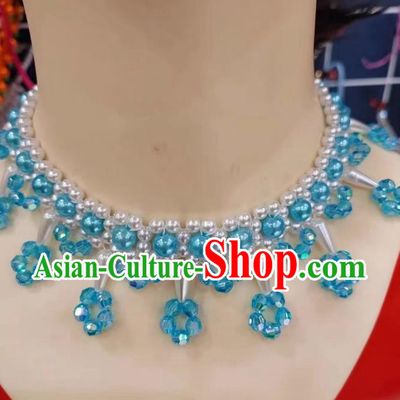 Blue Yangko Series Accessories Princess Style Forehead Chain Necklace Set Duo Opera Necklace Forehead Chain