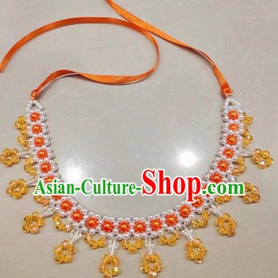 Orange Yangko Series Accessories Princess Style Forehead Chain Necklace Set Duo Opera Necklace Forehead Chain