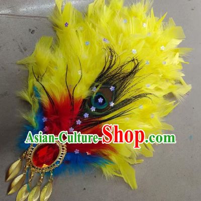 Yellow Northeastern Yangko Feather Headdress Head Flower Tie Hair Yangko Headdress Corolla Sweet Yangko Feather Head Flower Peacock