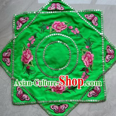 Green Plum Blossom Piece Linen Handkerchief Yangko Supplies Northeastern Two Person Large Yangko Singer Silk Handkerchief Double Sided