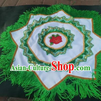 Yangko Supplies Northeastern Two Person Large Yangko Singer Silk Scarf Double Sided Flower Linen Yarn Fabric With Inner Buckle Lace